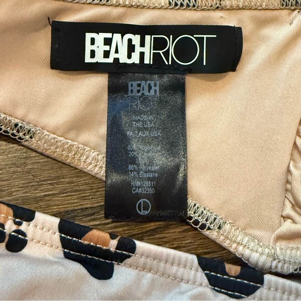 Beach Riot Highway Gold Leopard High Waisted Strapless Bandeau Bikini Size Large - Picture 6 of 8